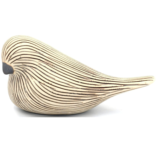 Porcelain bird with ribbed design in pewter grey available at Cerulean Arts. 