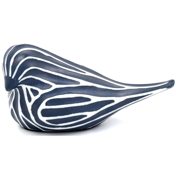 Porcelain bird with ribbed design in navy available at Cerulean Arts.  Handmade in Thailand. 