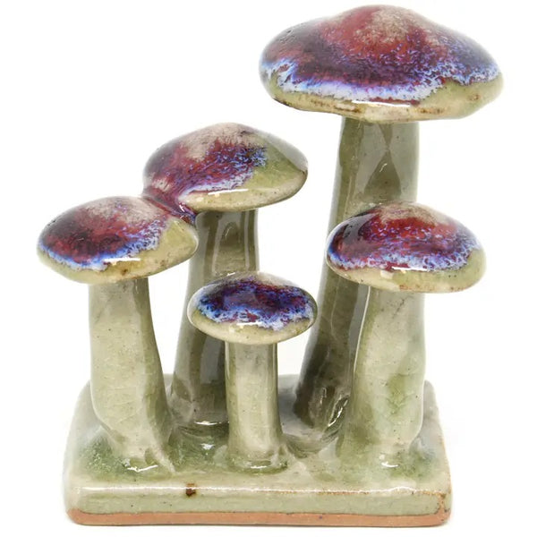 Porcelain mushroom cluster with green & purple glaze, available at Cerulean Arts. 