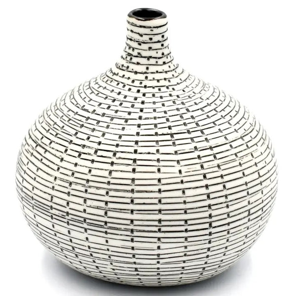 Black and white patterned vase