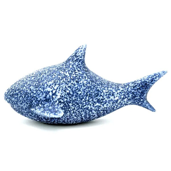 Blue speckled shark-shaped figurine