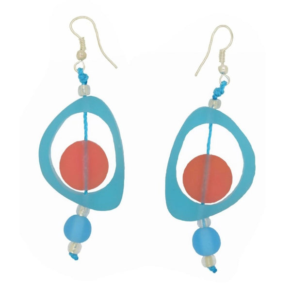 Ovoid Resin Earrings - Aqua