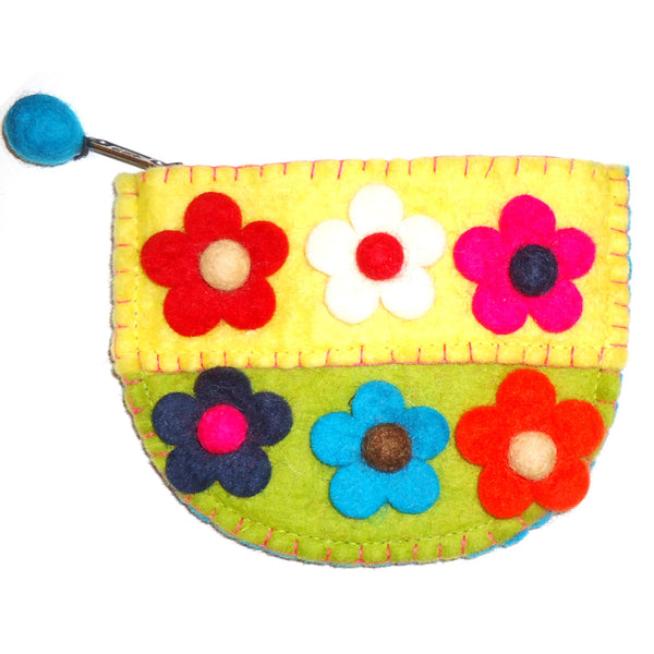 Felt flower coin purse with zipper available at Cerulean Arts.  