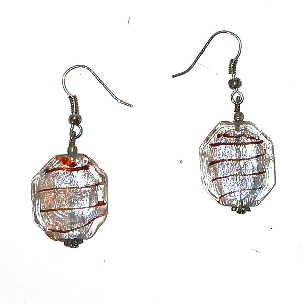 Glass Oval Earrings - Pink