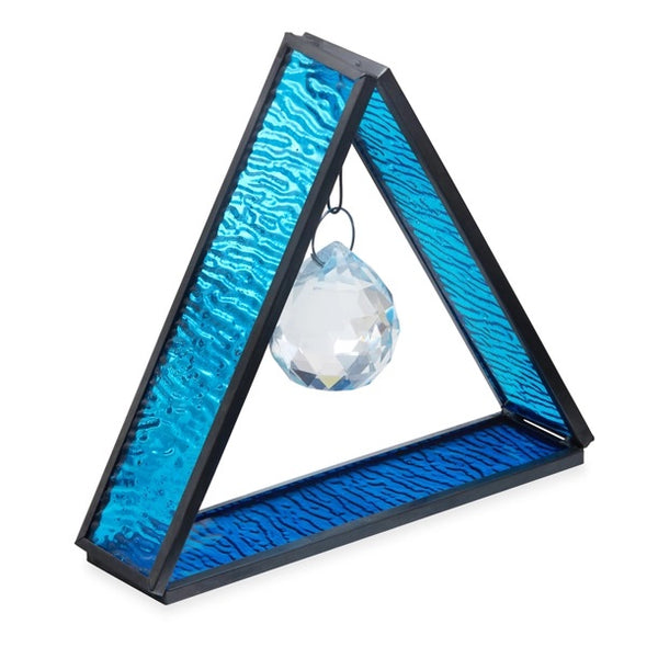 Stained Glass Blue Triangle Crystal