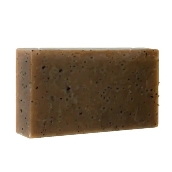 All-natural soap energized with brewed coffee and coffee beans available at Cerulean Arts.