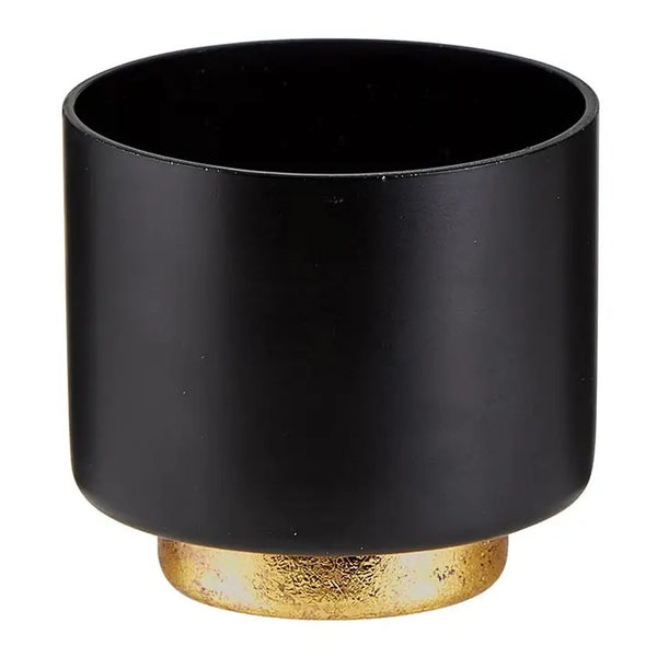 Black with gold glass footed votive holder, available at Cerulean Arts.