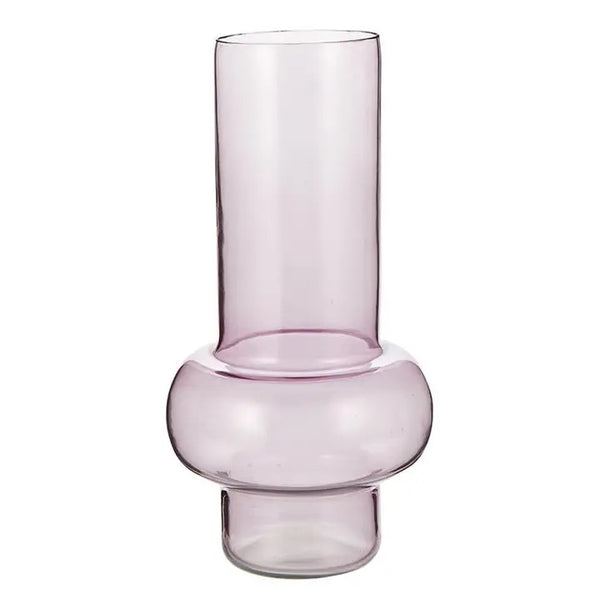 Purple glass vase featuring sleek cylinder with bubble design, available at Cerulean Arts.