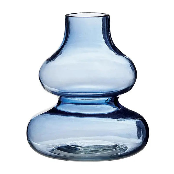 Pacific blue glass vase featuring gourd shaped design, available at Cerulean Arts.