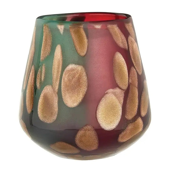 Murano glass candle holder in cool morning colors, available at Cerulean Arts