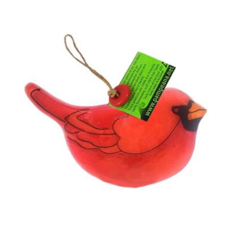 Fused glass bird suncatcher featuring a cardinal in profile, available at Cerulean Arts.