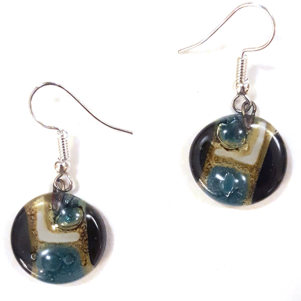 Fused glass earrings in a mix of colors available at Cerulean Arts. 