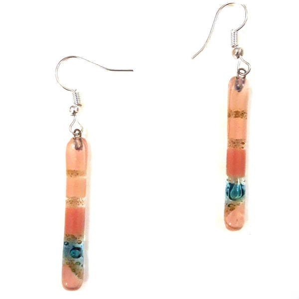 Fused glass earrings in a mix of colors available at Cerulean Arts.  