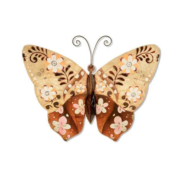 Butterfly with flowers wall sculpture handcrafted in the Philippines, available at Cerulean Arts,  