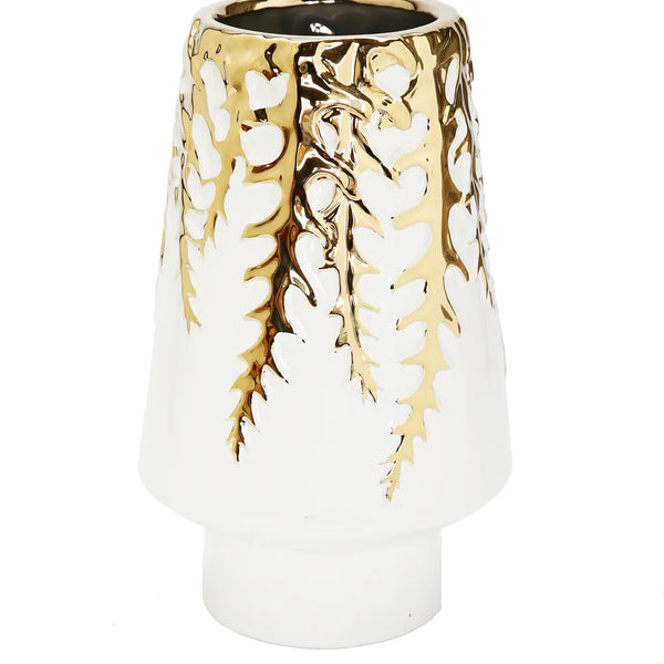 White and Gold Vase with Branch Design