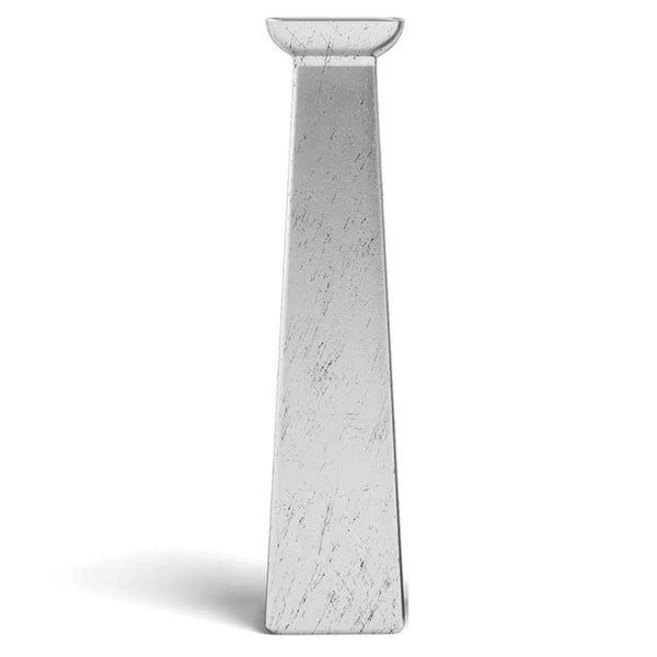 Hand-gilded glass bud vase in distressed silver leaf featuring a tapered square shape available at Cerulean Arts. 