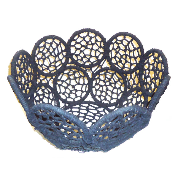 Large woven jute basket with black flower pattern available at Cerulean Arts. 