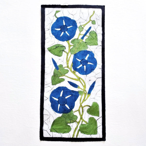 Batik mini cotton tapestry with morning glory design available at Cerulean Arts.