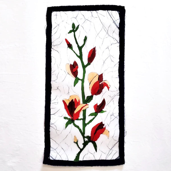 Batik mini cotton tapestry with magnolia design available at Cerulean Arts.