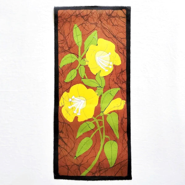 Batik mini cotton tapestry with chrysanthemum design available at Cerulean Arts. 