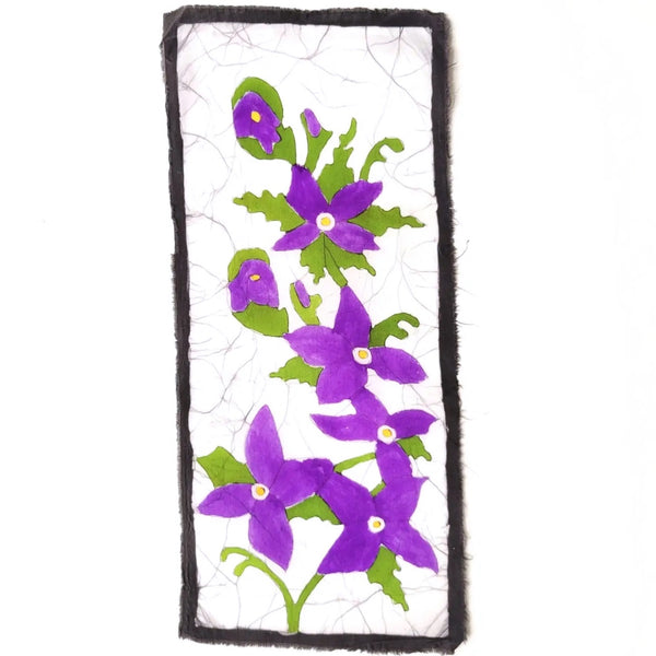 Batik mini cotton tapestry with violet design available at Cerulean Arts. 