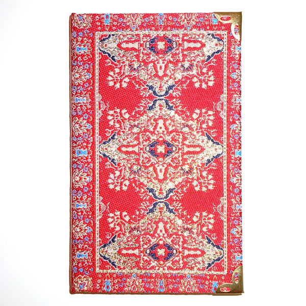 Fabric covered hardback pocket journal with Turkish design in shades of red, available at Cerulean Arts.