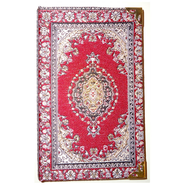 Fabric covered hardback pocket journal with Turkish design in shades of red, available at Cerulean Arts. 