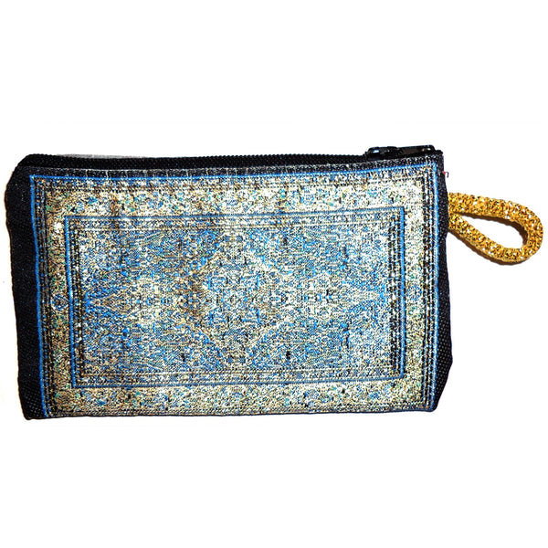 Fabric coin purse with Turkish design in shades of blue, available at Cerulean Arts. 