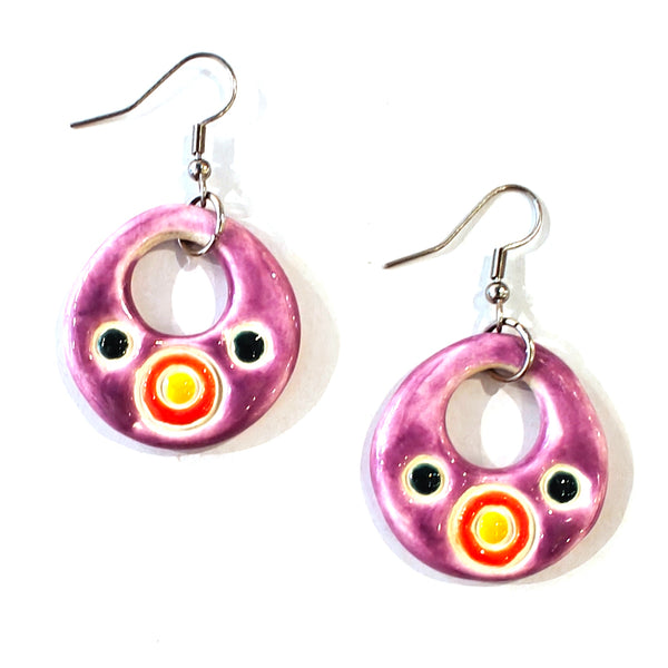 Ceramic Dangle Earrings - Purple