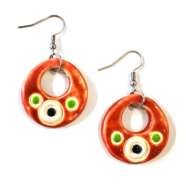 Ceramic Dangle Earrings - Terracotta