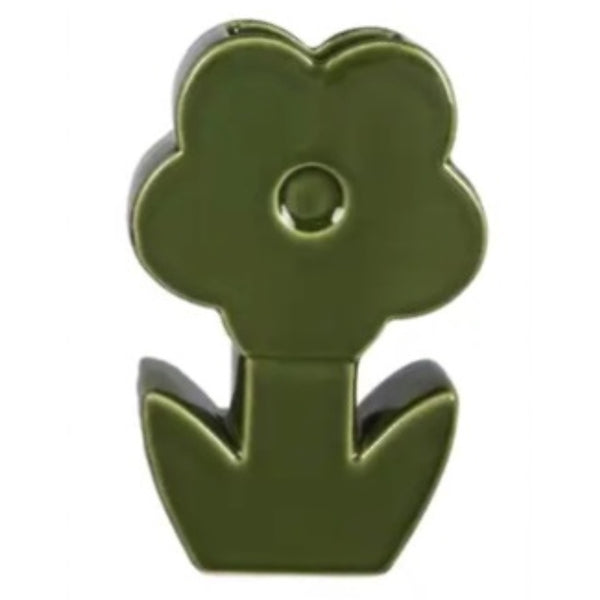 Ceramic flower shape vase in spring green, available at Cerulean Arts.