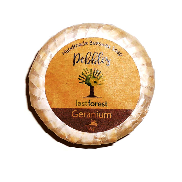 Beeswax soap with geranium scent, available at Cerulean Arts.