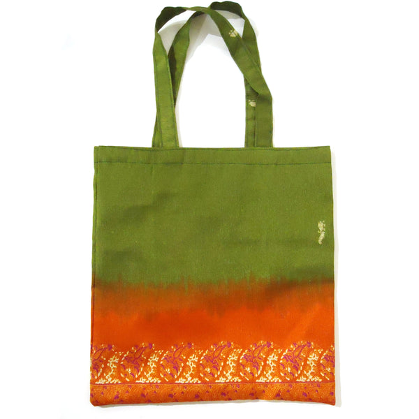 Fabric gift bag sewn from upcycled saris available at Cerulean Arts.