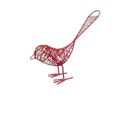 Red wire bird sculpture 