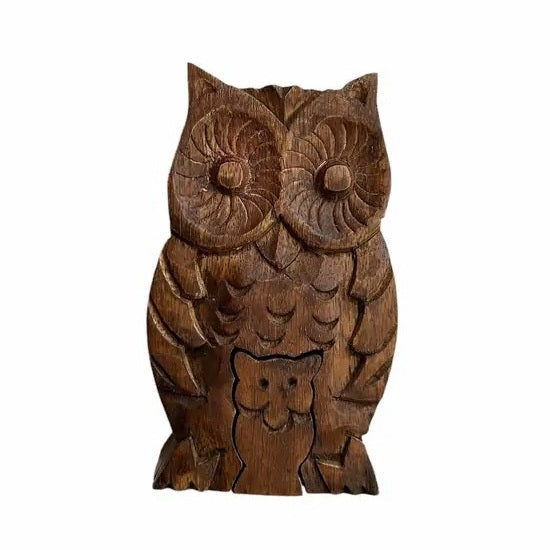 Wooden owl keepsake box