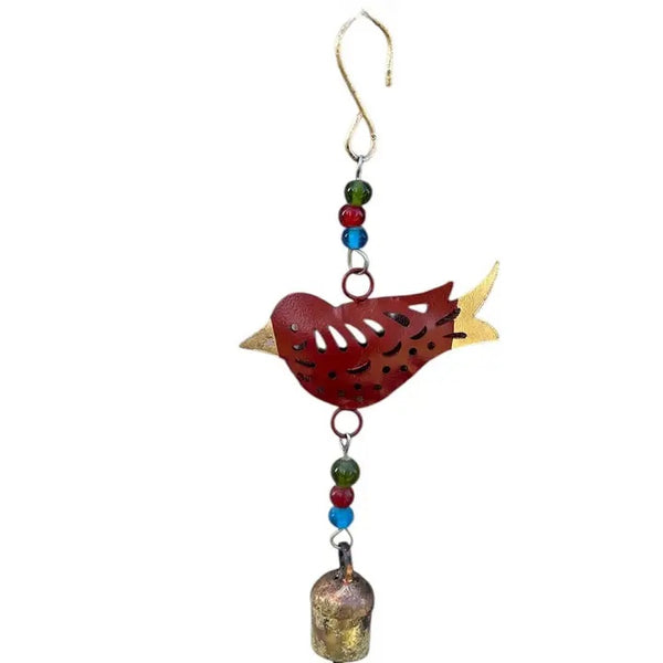 Decorative hanging bird wind chime with colorful beads