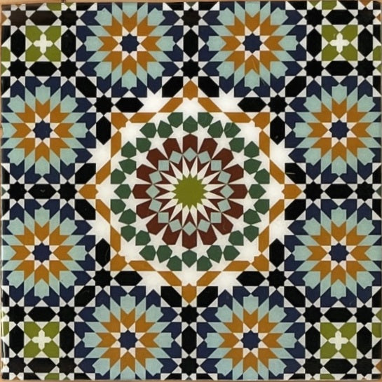 Multicolored geometric pattern with star shapes 