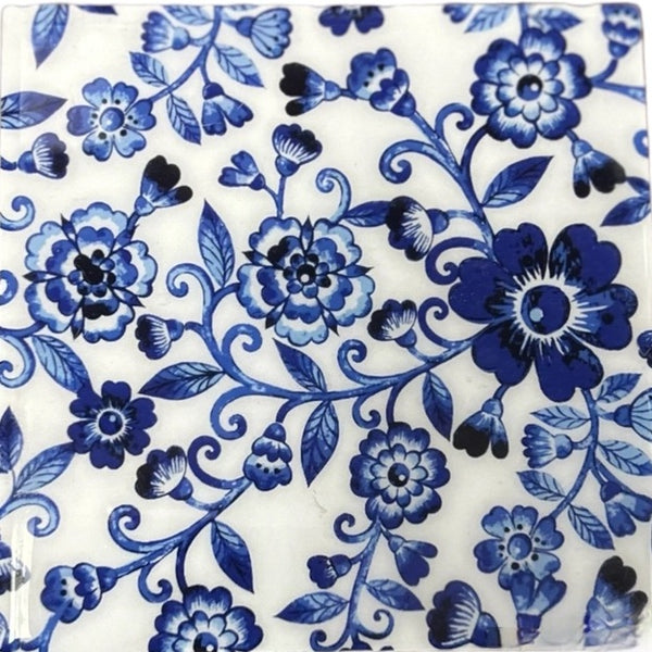 Blue floral pattern on a white background