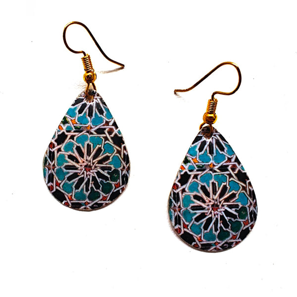 Dewdrop Earrings - Small Turquoise and Black