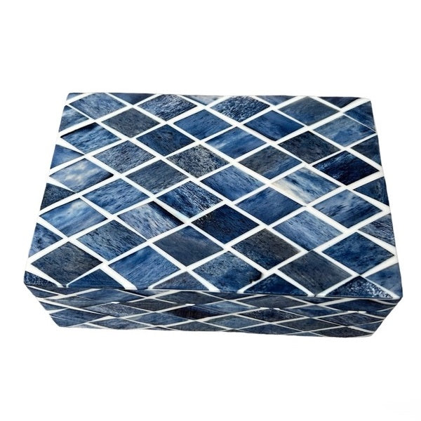 Blue geometric patterned box