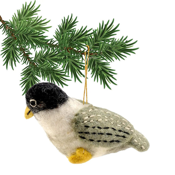Felted chickadee bird ornament