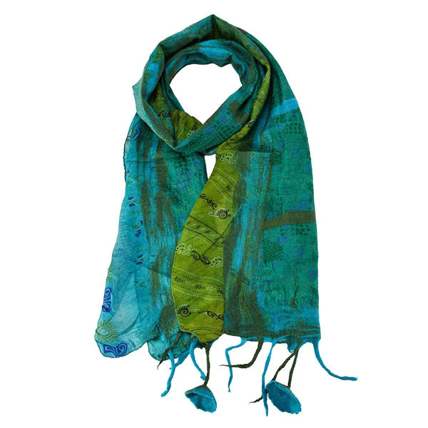 Turquoise wool and silk scarf 