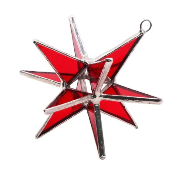 Stained Glass 3D Star - Red