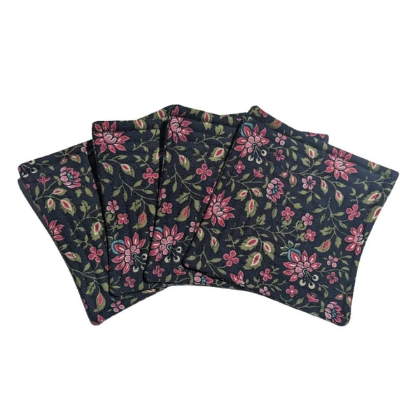 Quilted Fabric Coaster Set - Midnight Meadow
