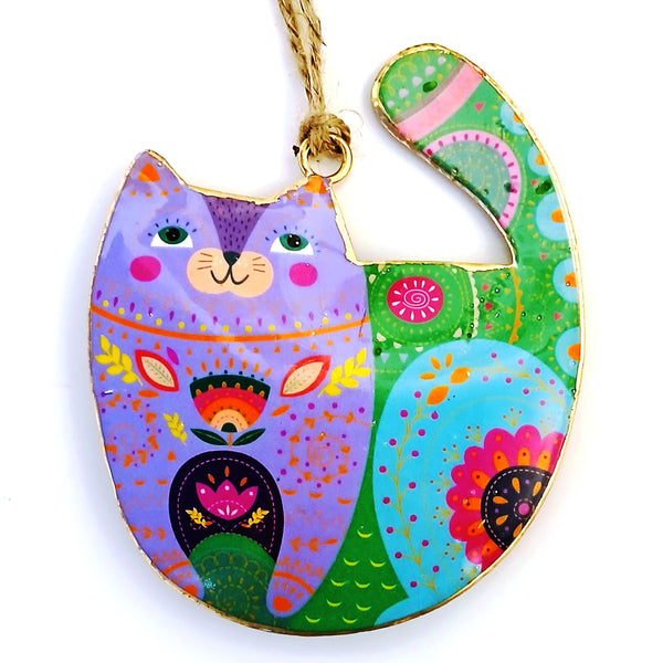 Color Metal Ornament - Cat
