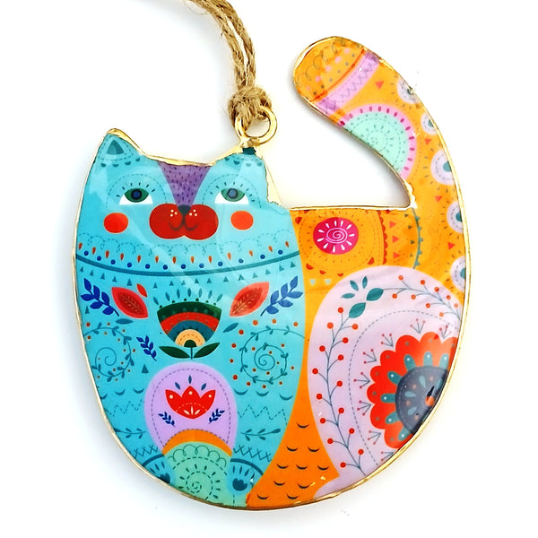 Color Metal Ornament - Cat