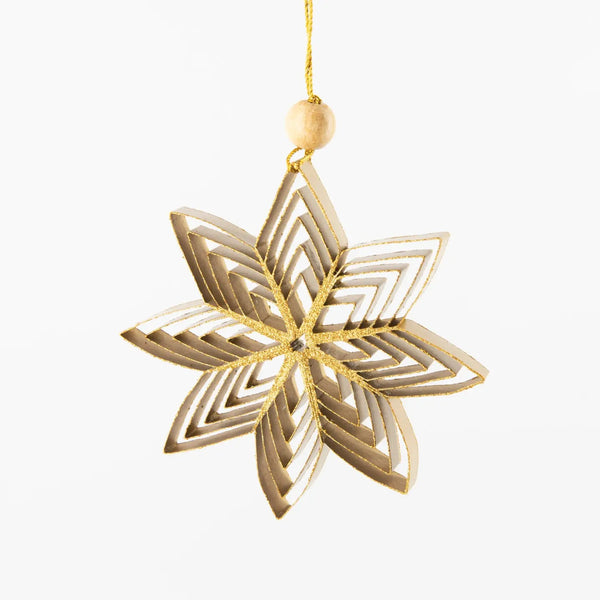 Quilling Snowflake "Inanna" Ornament - Gold with Gold Glitter