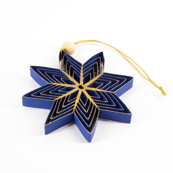 Quilling Snowflake "Inanna" Ornament - Navy with Gold Glitter