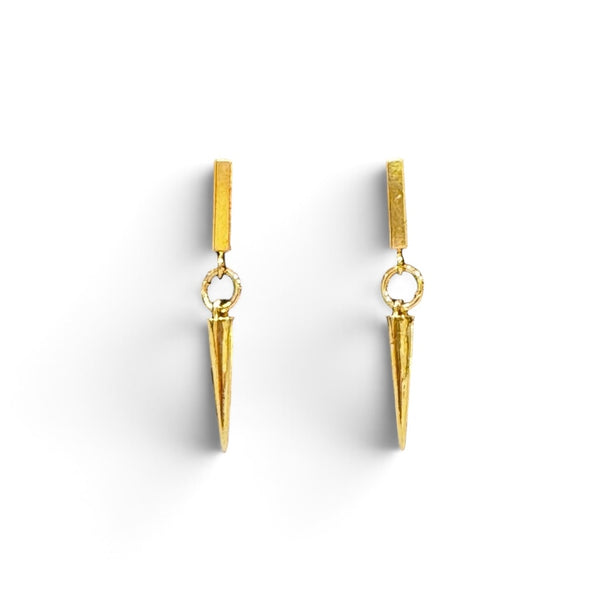 Gold Bar Earrings with Spikes