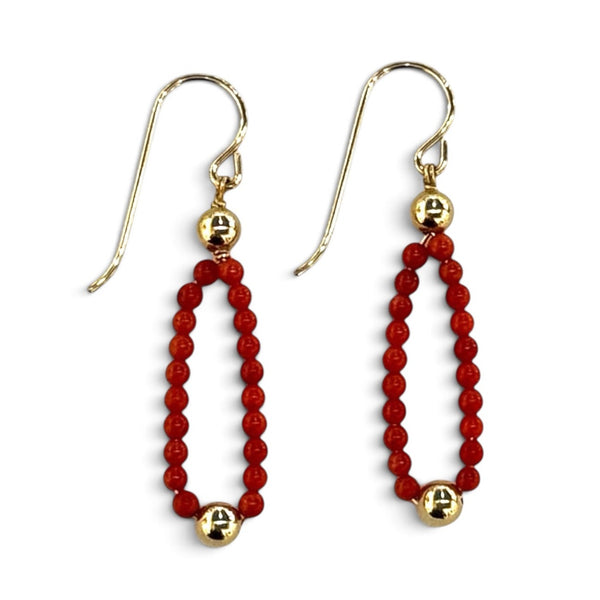 Gold with Coral Drops Earrings